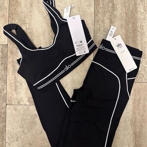 ALO Yoga Black and White Sports Bra Set
